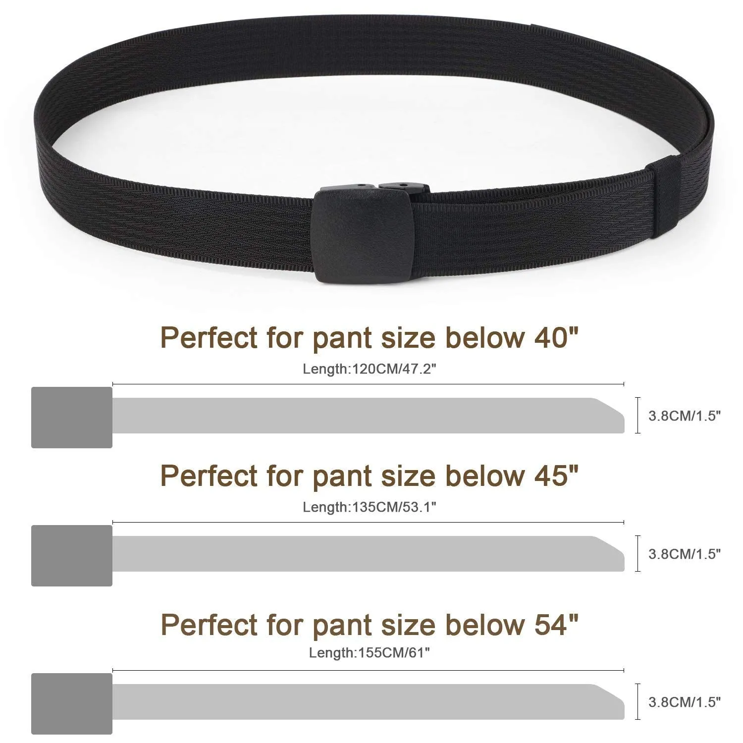 Unisex Nickel Free Belt 1.5 In Nylon Adjustable Web Belt with Plastic Buckle by JASGOOD