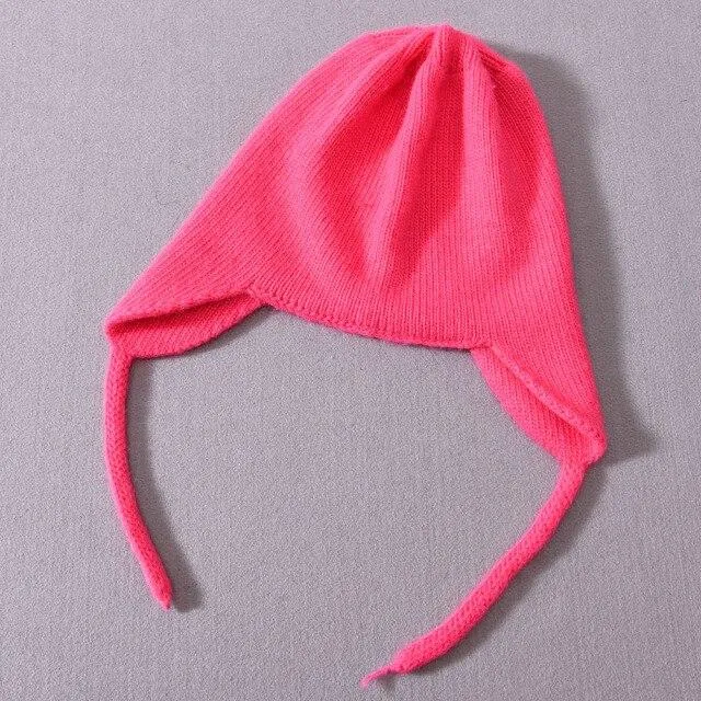 Unisex Wool Knitted Hat with Fluffy Real Raccoon Fur Pompoms