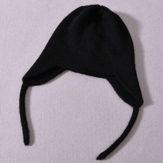 Unisex Wool Knitted Hat with Fluffy Real Raccoon Fur Pompoms