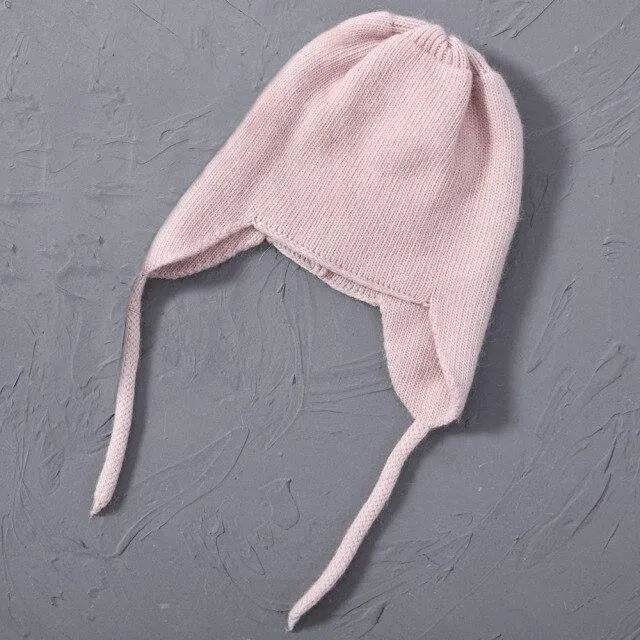 Unisex Wool Knitted Hat with Fluffy Real Raccoon Fur Pompoms
