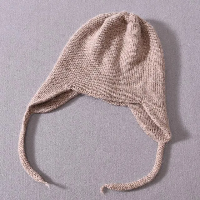 Unisex Wool Knitted Hat with Fluffy Real Raccoon Fur Pompoms