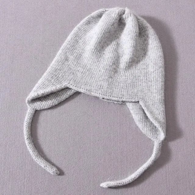 Unisex Wool Knitted Hat with Fluffy Real Raccoon Fur Pompoms