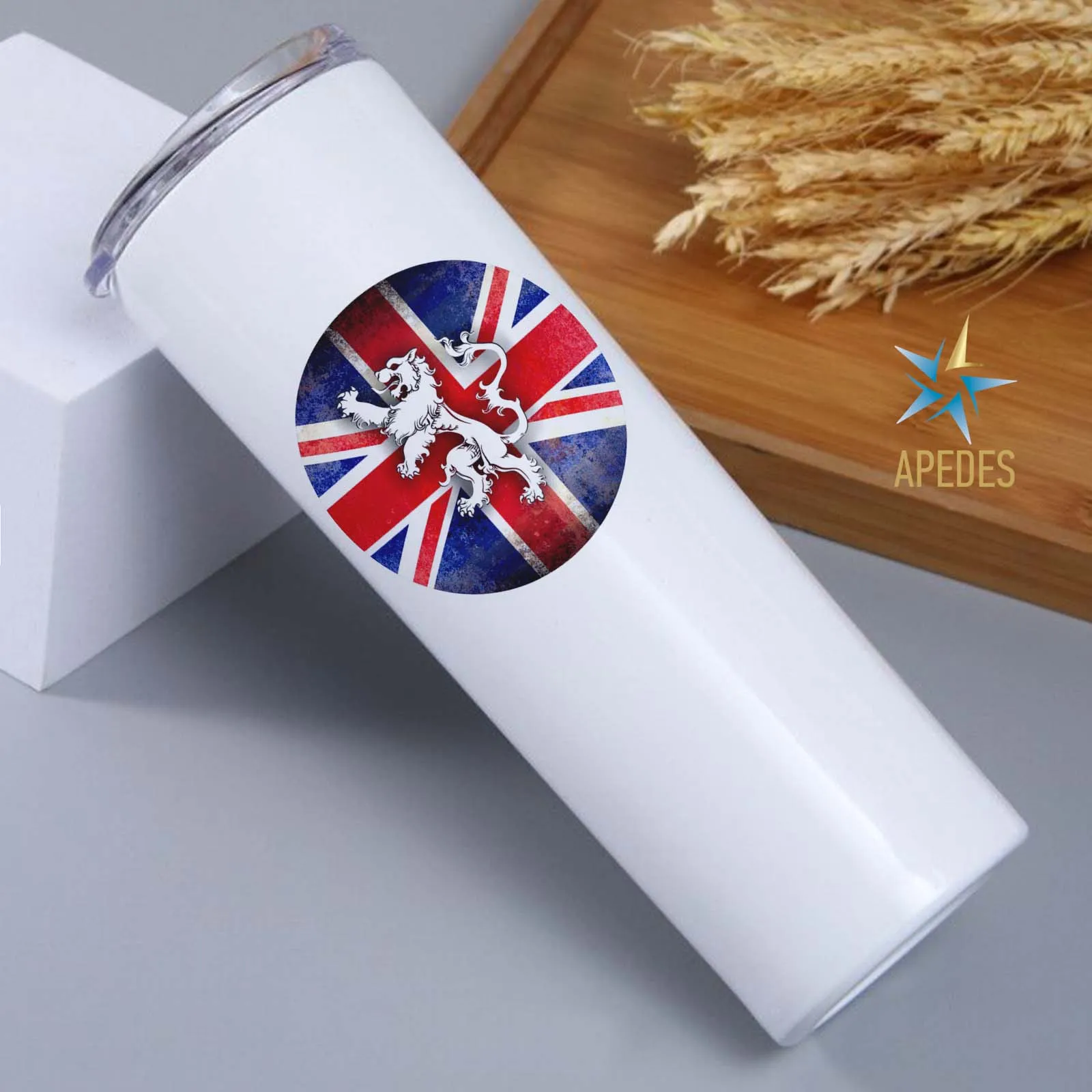 United Kingdom of Great Britain Flag Stainless Steel Skinny Tumbler 20 OZ