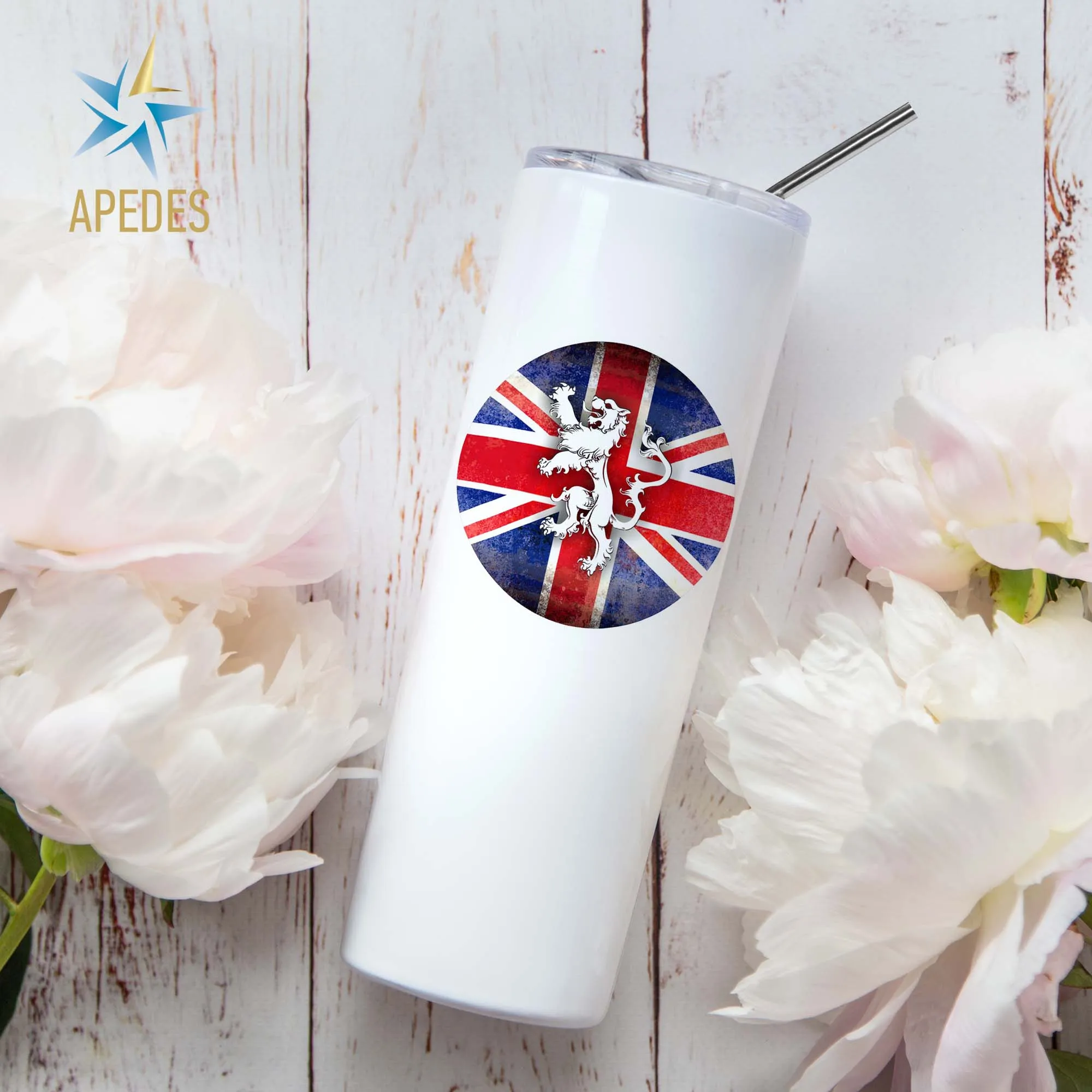 United Kingdom of Great Britain Flag Stainless Steel Skinny Tumbler 20 OZ