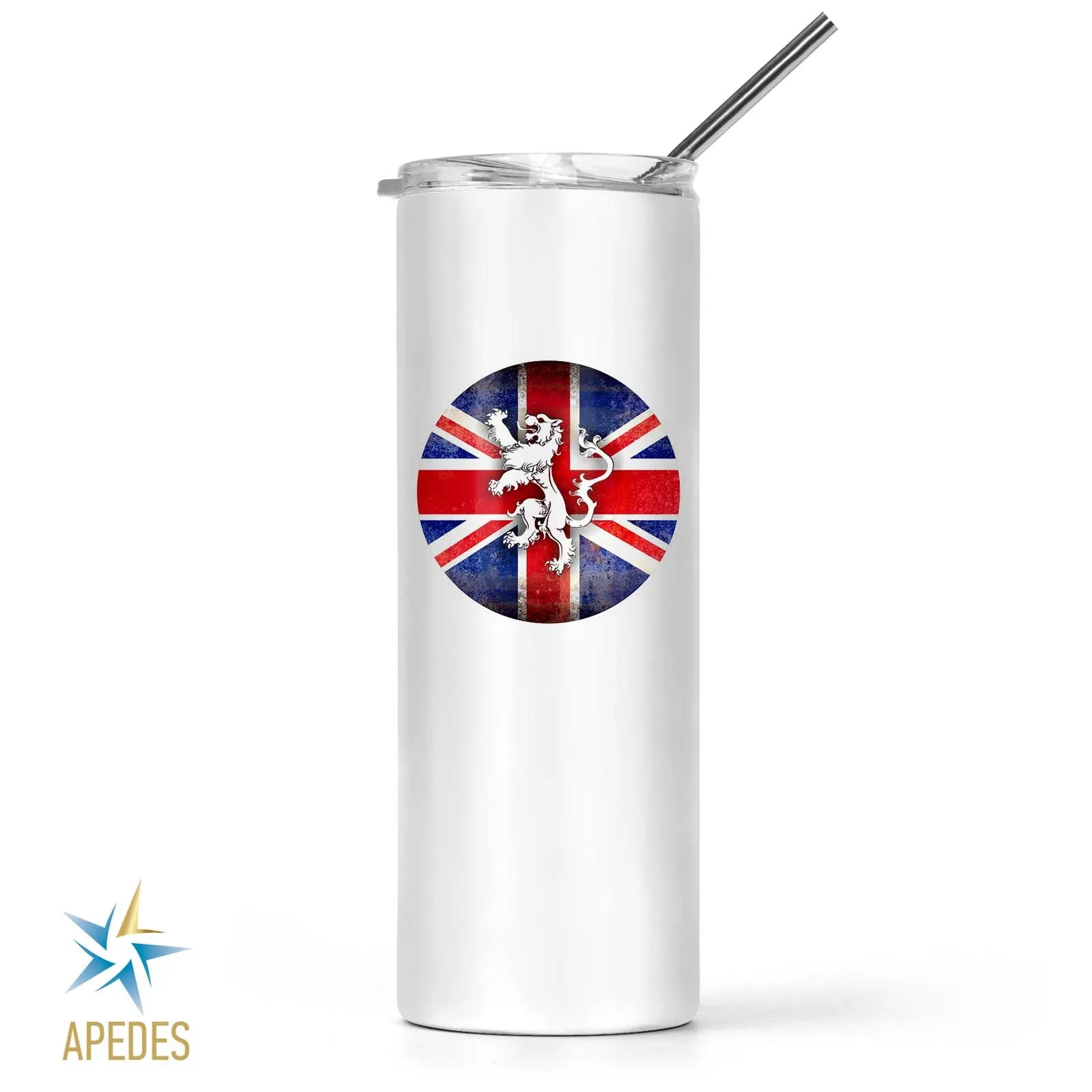 United Kingdom of Great Britain Flag Stainless Steel Skinny Tumbler 20 OZ