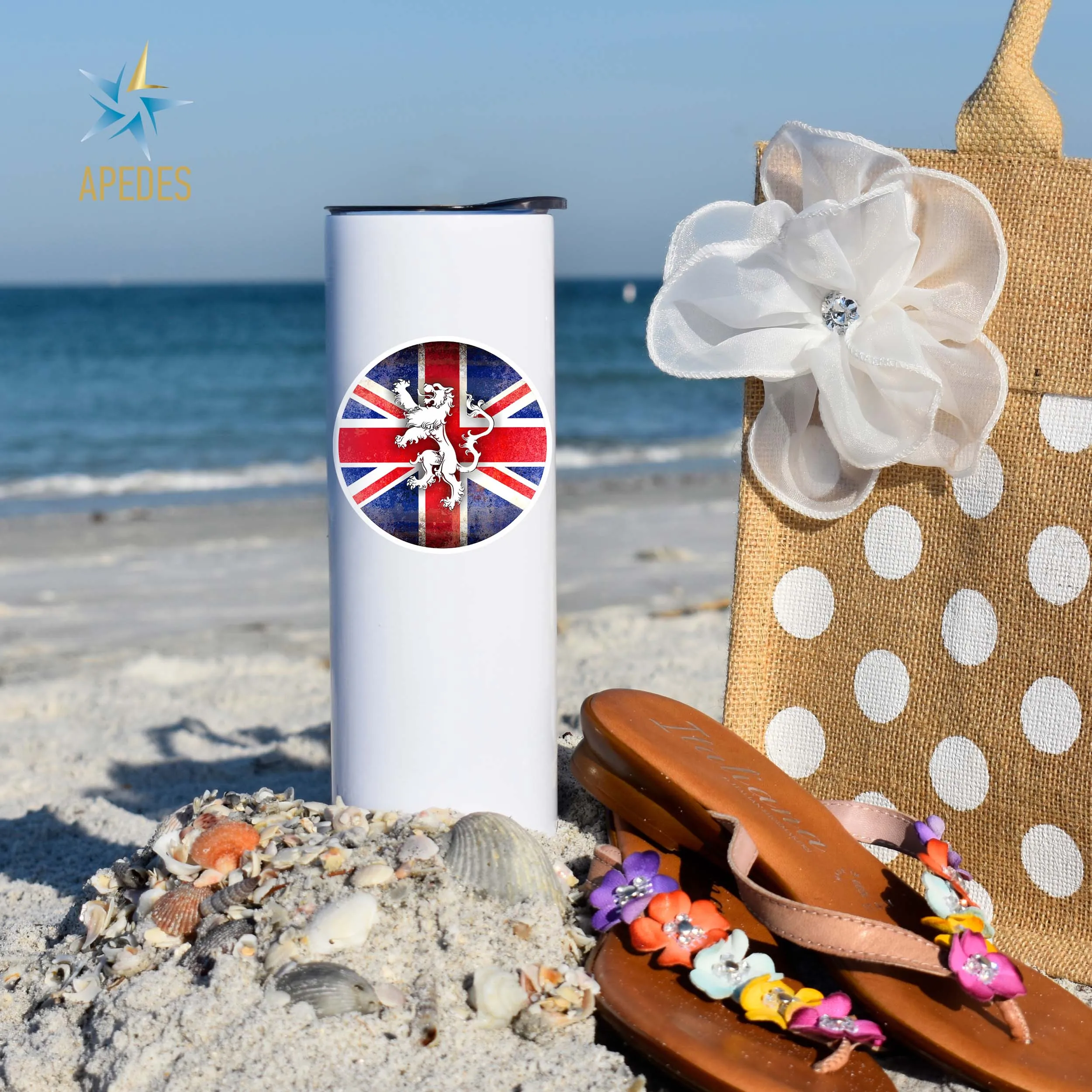United Kingdom of Great Britain Flag Stainless Steel Skinny Tumbler 20 OZ