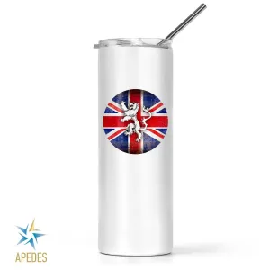United Kingdom of Great Britain Flag Stainless Steel Skinny Tumbler 20 OZ
