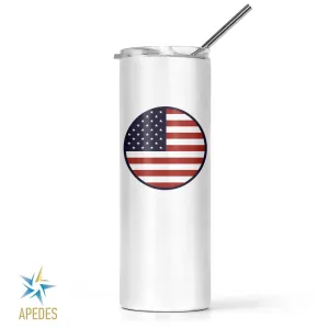 United States of America USA Flag Stainless Steel Skinny Tumbler 20 OZ