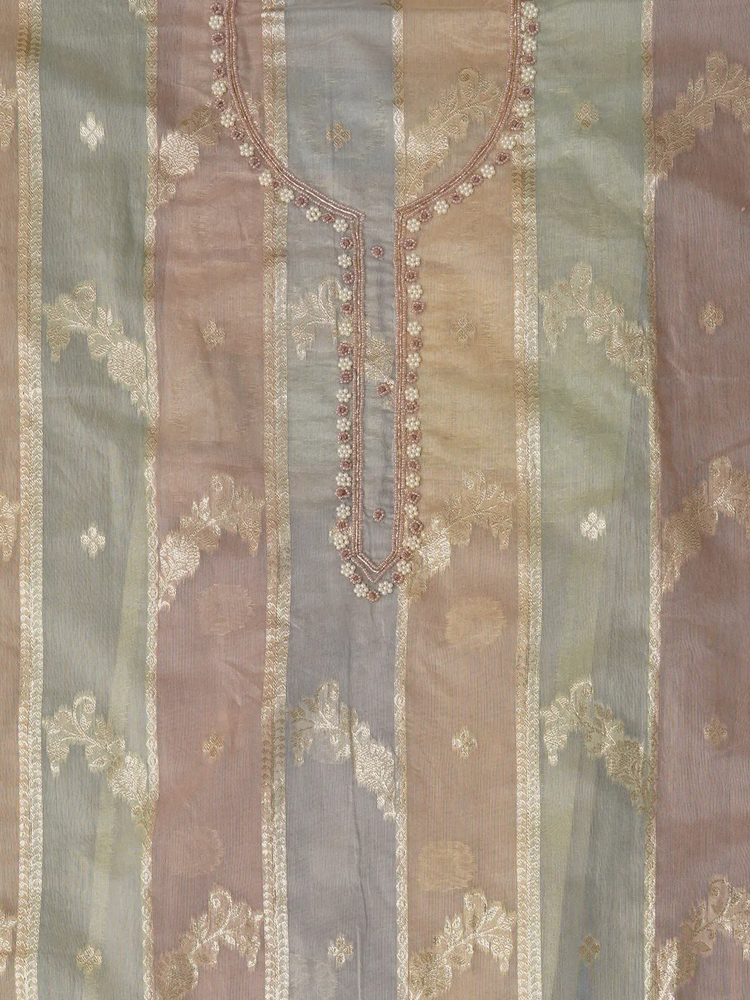Unstitched Woven Design Silk Blend Dress Material With Dupatta
