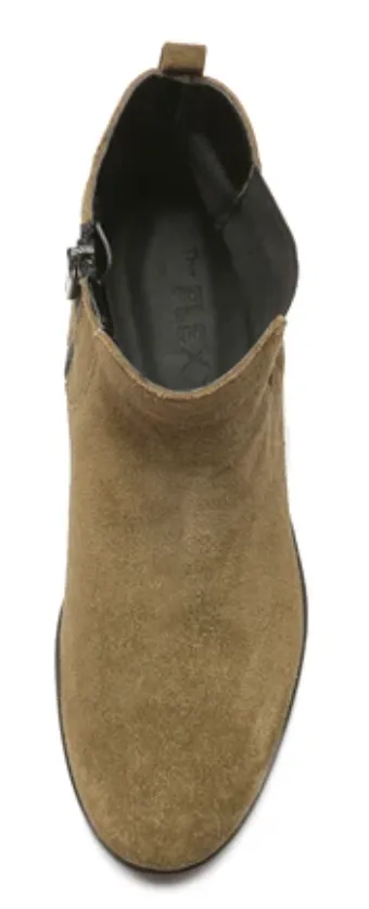 Up n out too olive block heel booties