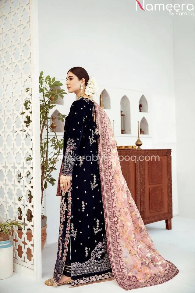 Velvet Pakistani Long Dress for Wedding Party #PN35