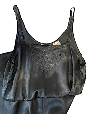 Vintage FIORUCCI Italy.  Embroidered Satin Slip Dress