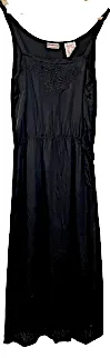 Vintage FIORUCCI Italy.  Embroidered Satin Slip Dress