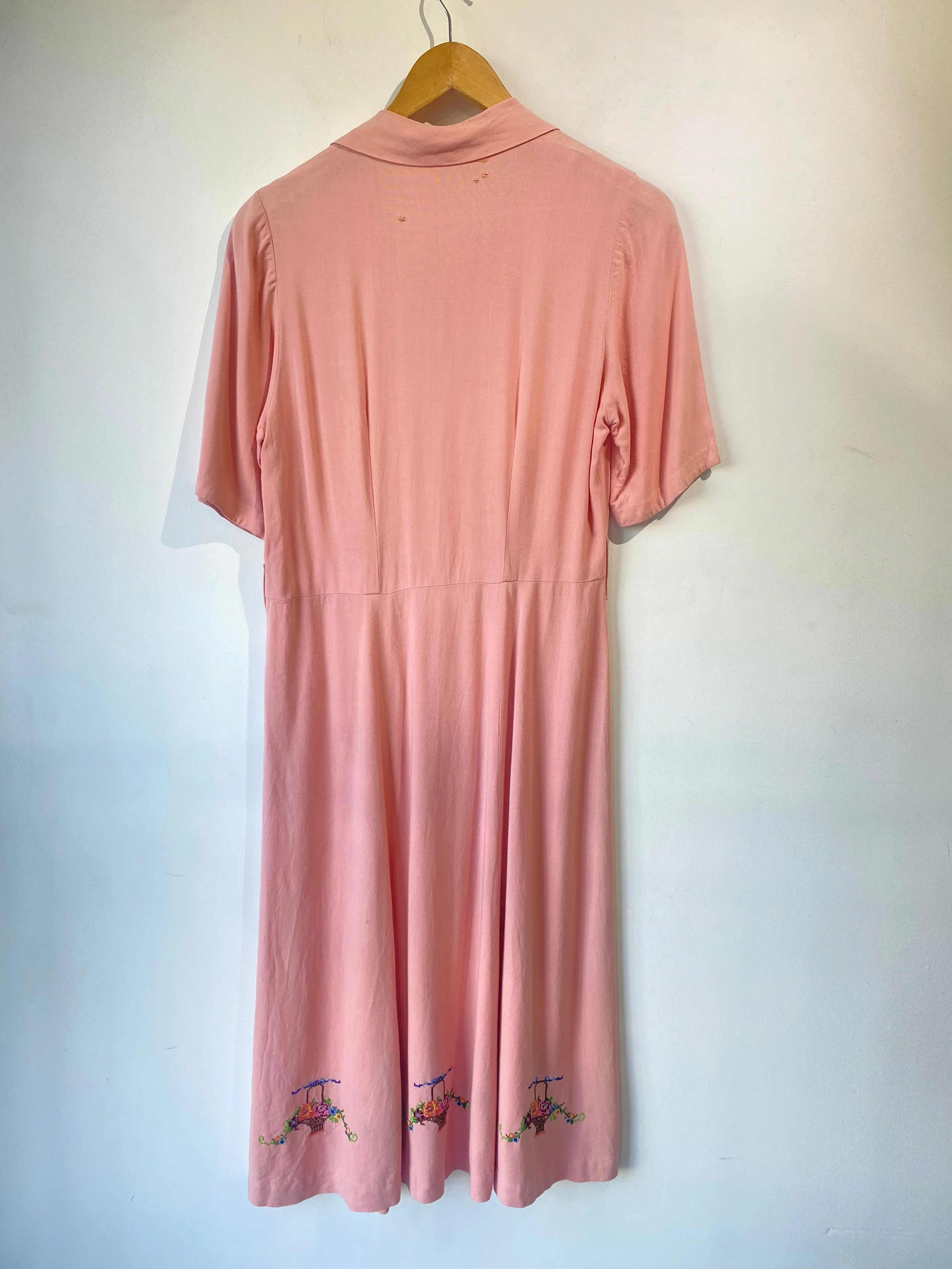 Vintage Pink Embroidered Dress