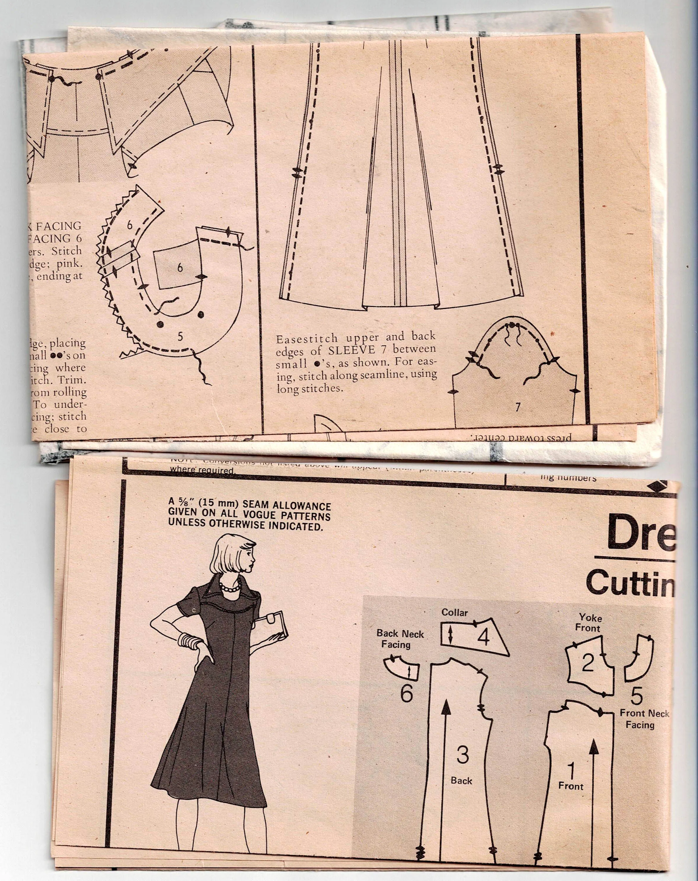 Vogue 9059 Womens Wide Collar Yoked Tent Dress 1970s Vintage Sewing Pattern Size 10 Bust 32.5 inches
