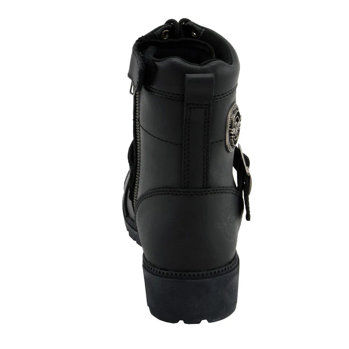 WIDE MBL9325W Women's Wide Width Lace-Up Black Leather Boots with Zippers