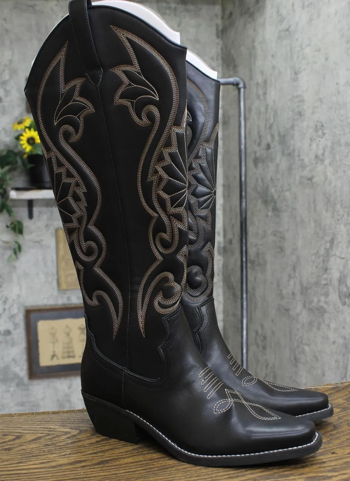 Wild Fable Kenzi Tall Western Dress Boots with Memory Foam Insole Black 10M