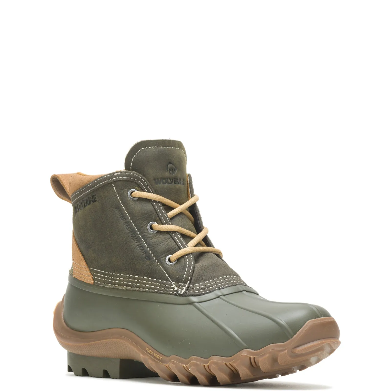 Wolverine Torrent WP Low Duck Winter Mens Green Wide Casual Dress Boots