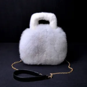 Women's Full Pelt Fur Bags Fox Fur Fashion Handbags Lady Casual Totes Mink Luxury Street Shoulder Bags 7968