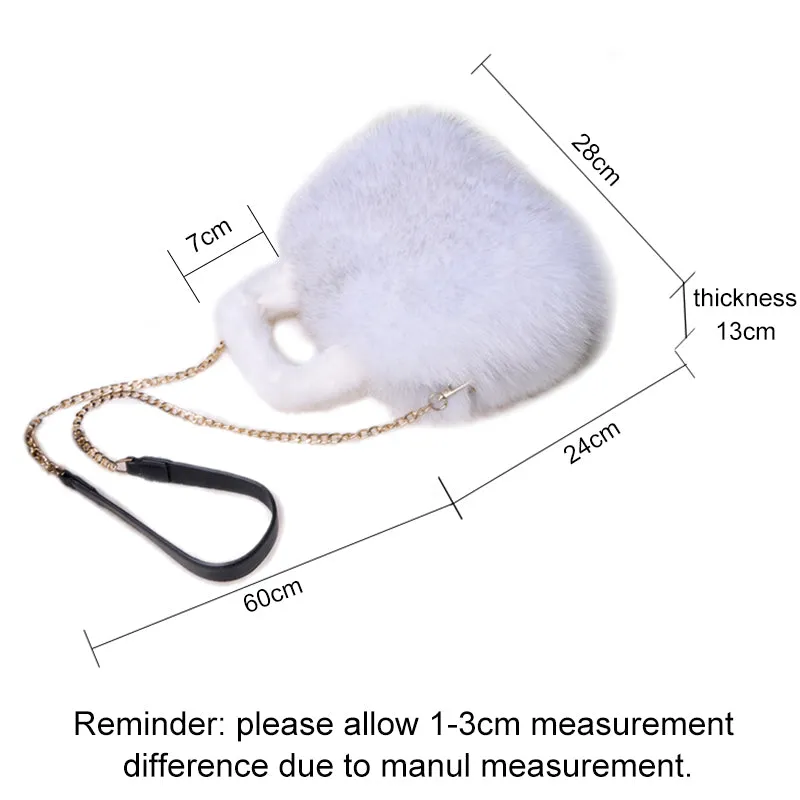 Women's Full Pelt Fur Bags Fox Fur Fashion Handbags Lady Casual Totes Mink Luxury Street Shoulder Bags 7968