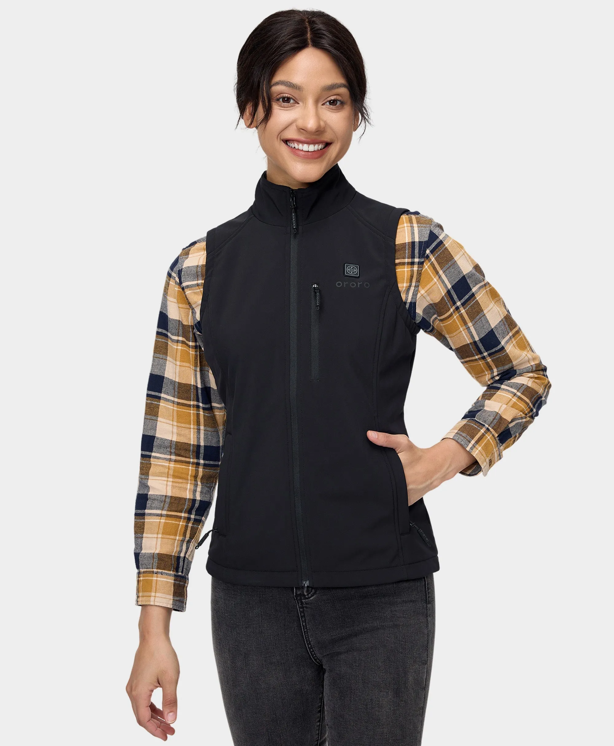 Women's Heated Softshell Vest - Black / Grey