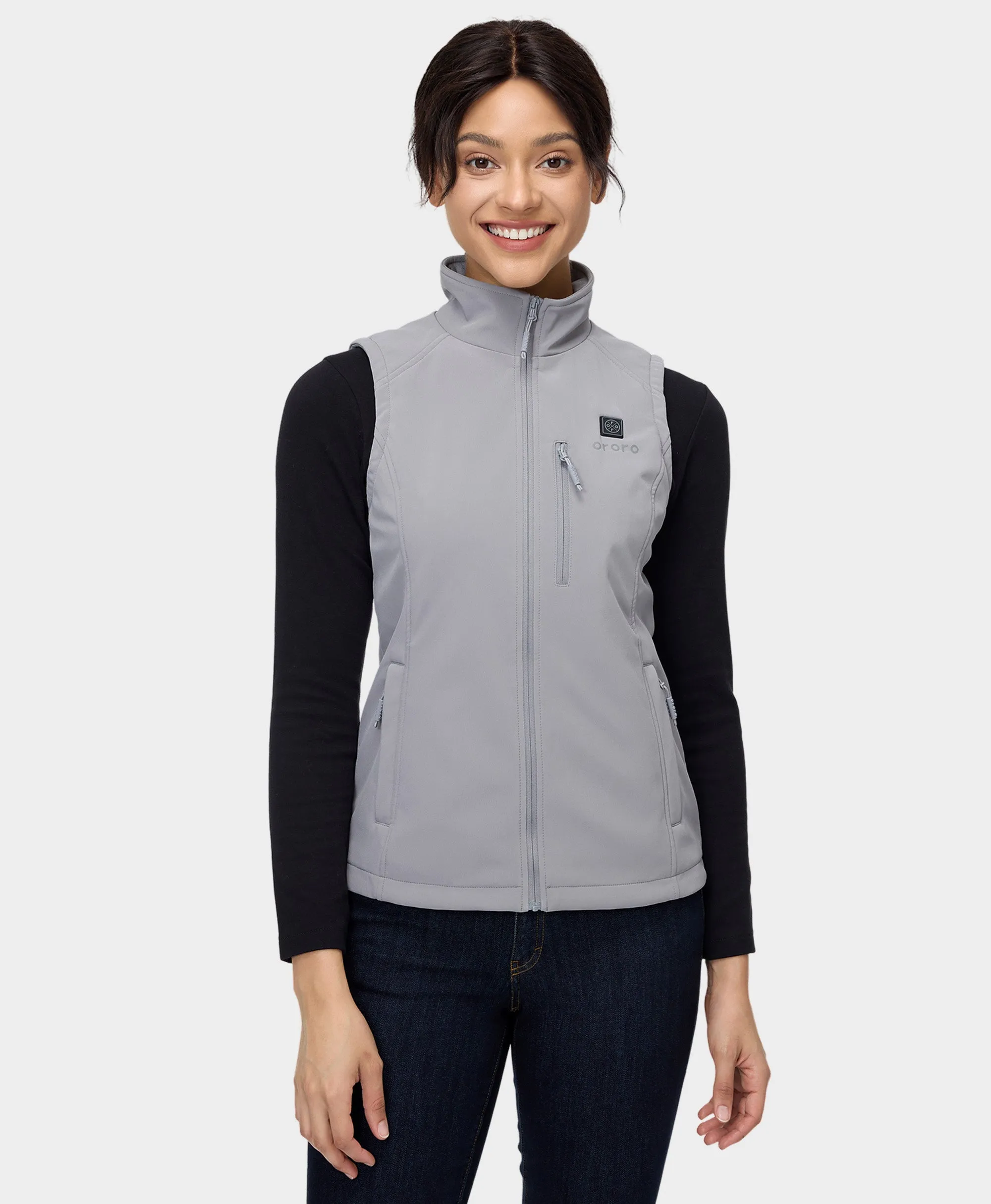 Women's Heated Softshell Vest - Black / Grey