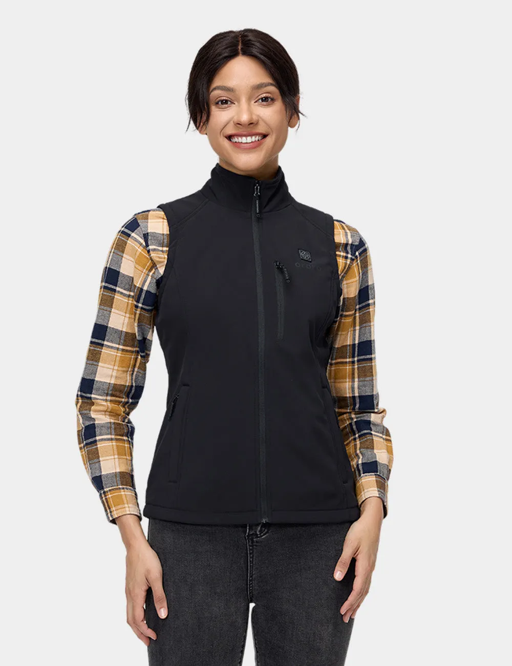Women's Heated Softshell Vest - Black / Grey