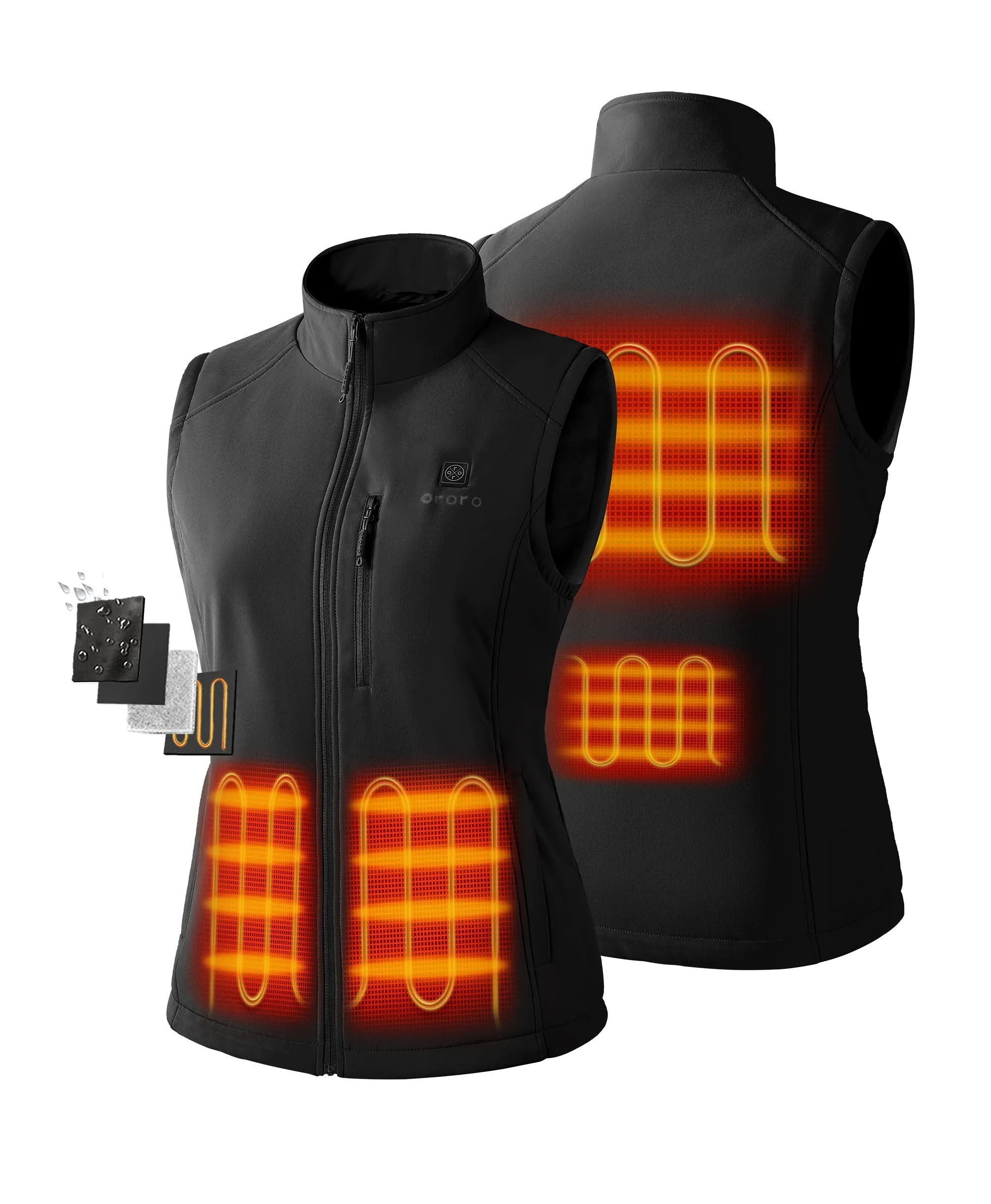 Women's Heated Softshell Vest - Black / Grey