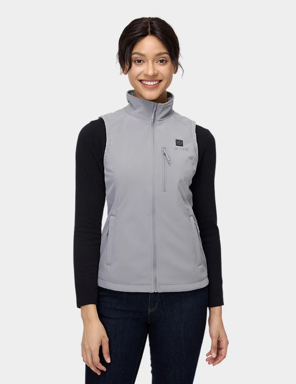 Women's Heated Softshell Vest - Black / Grey