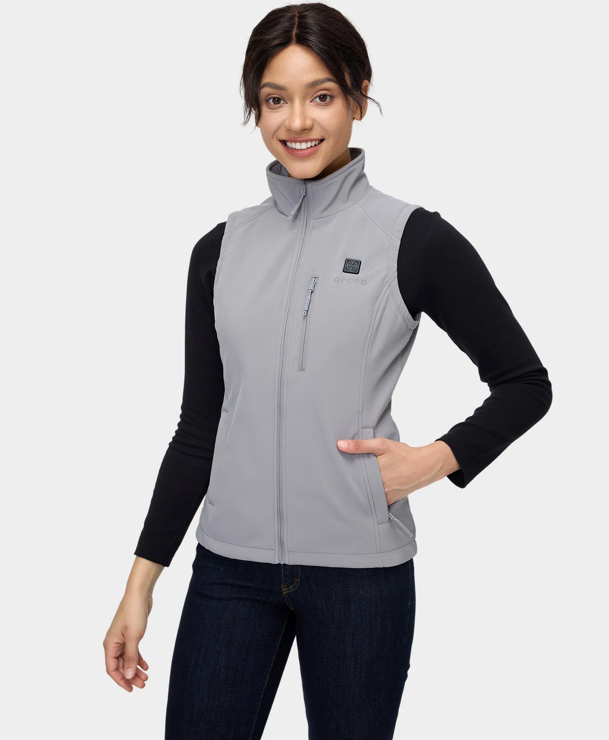 Women's Heated Softshell Vest - Black / Grey