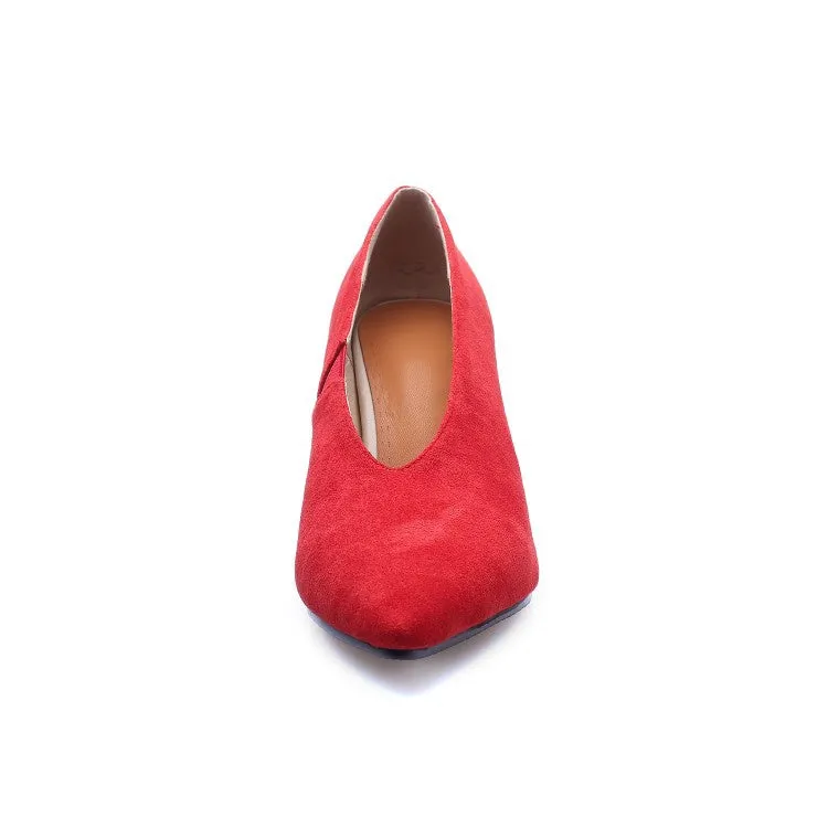 Women's Pointed Toe High Heeled Chunky Heels Pumps