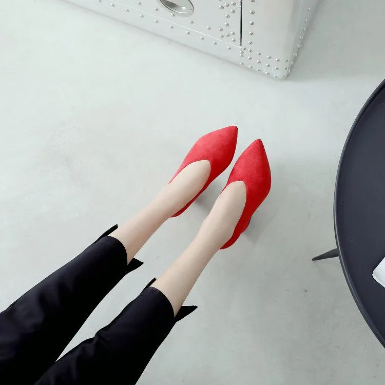 Women's Pointed Toe High Heeled Chunky Heels Pumps