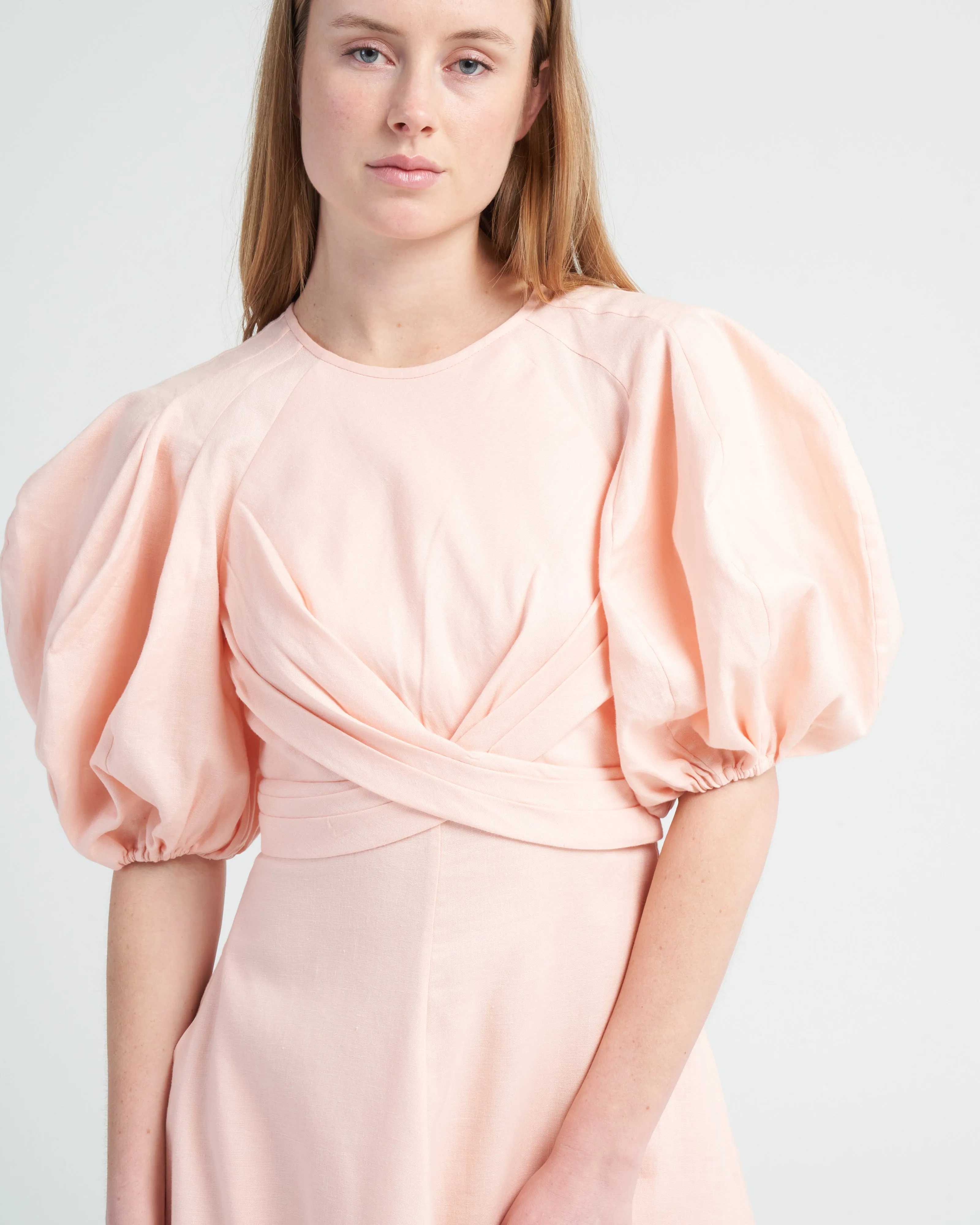 wrap midi dress - soft pink