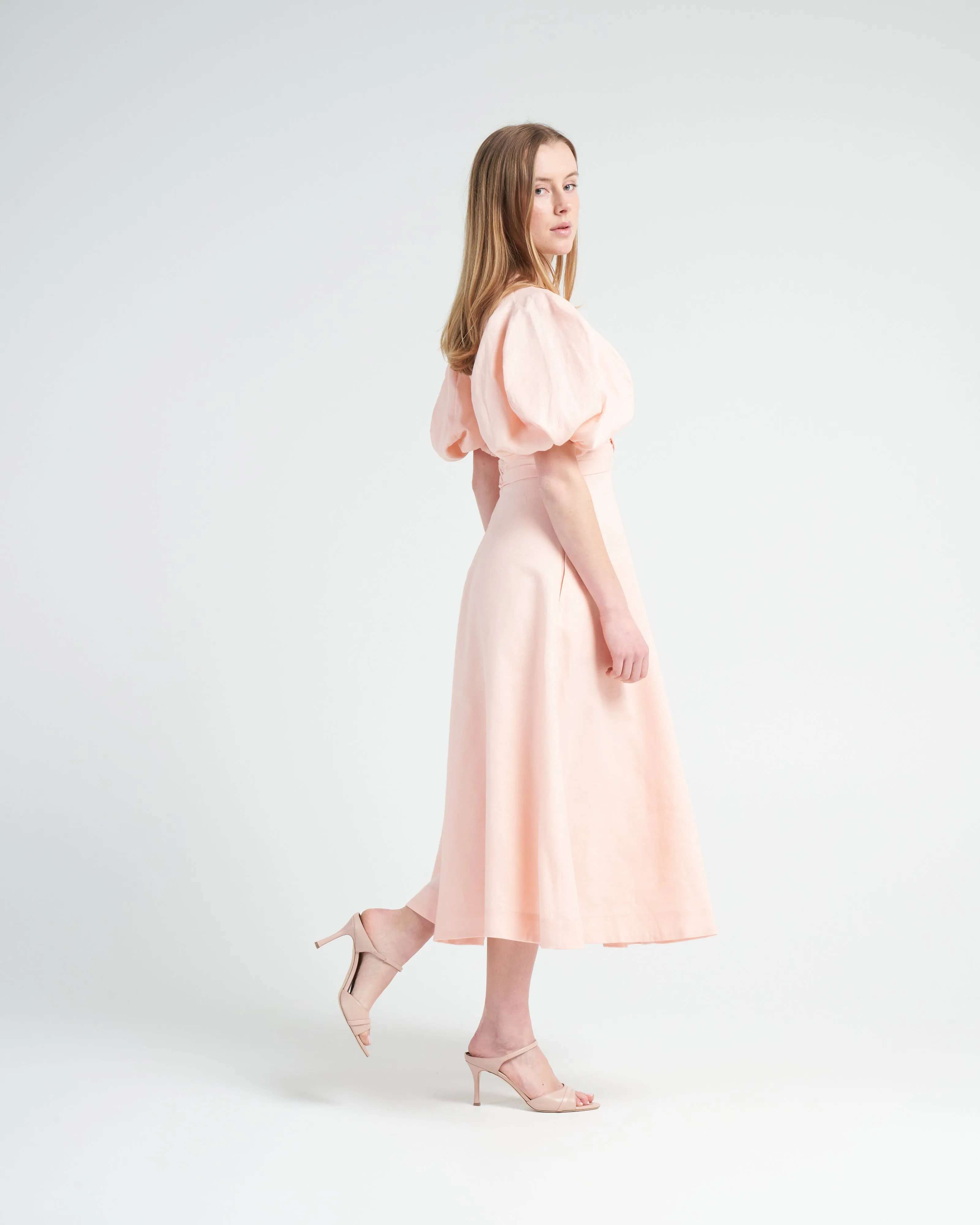 wrap midi dress - soft pink