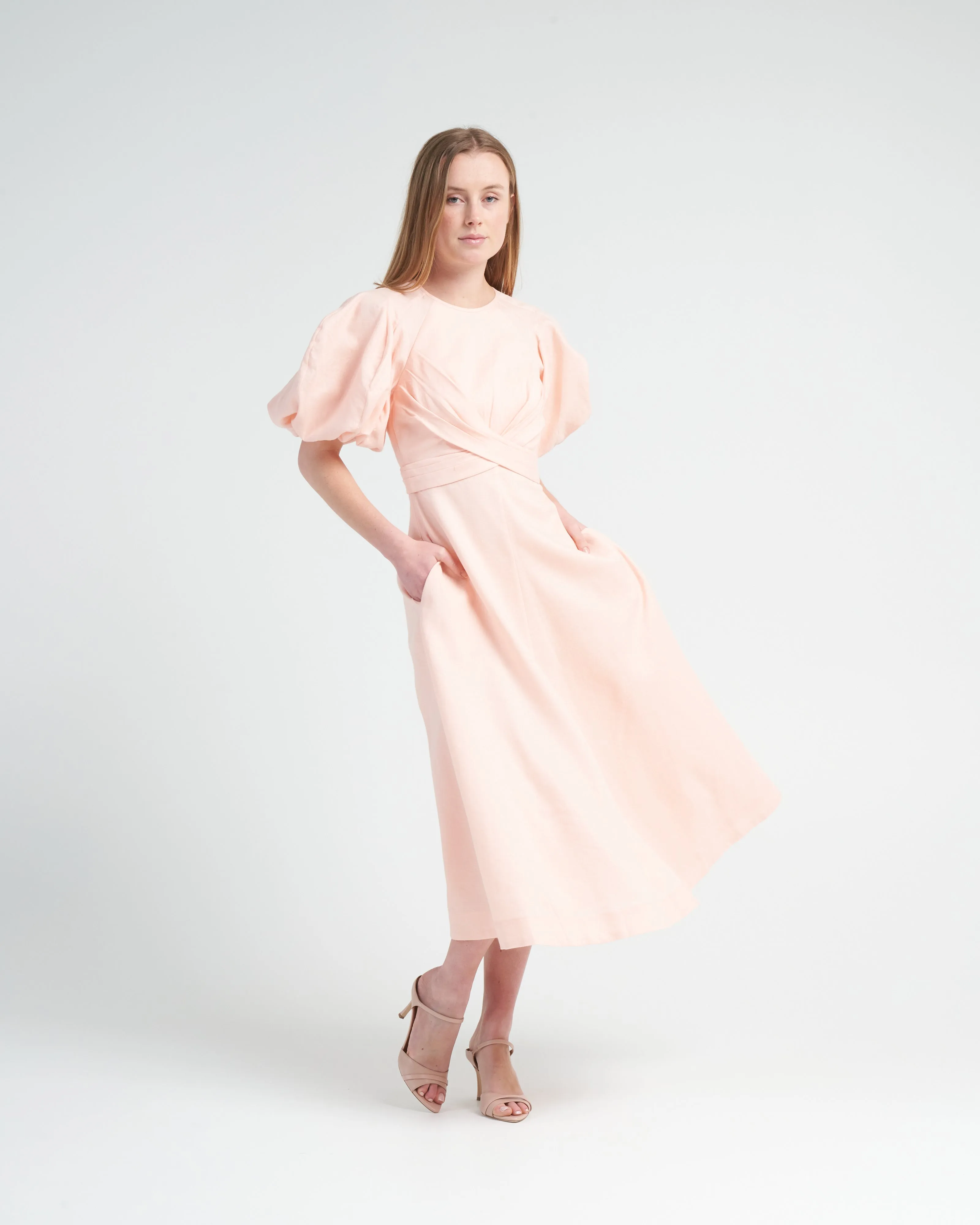wrap midi dress - soft pink