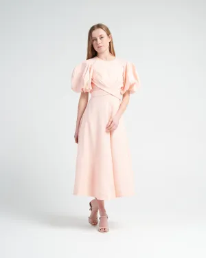 wrap midi dress - soft pink