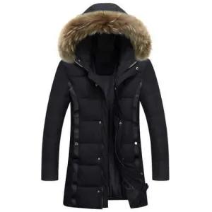 Zip Up Faux Fur Hood Padded Coat - Black 3xl